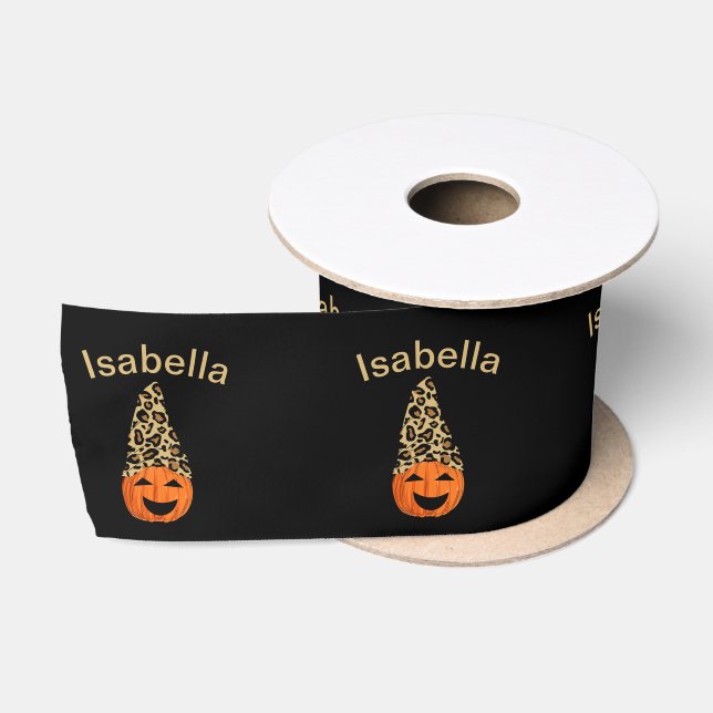 Pumpkin Wearing A Leopard Hat Satin Ribbon (Spool)