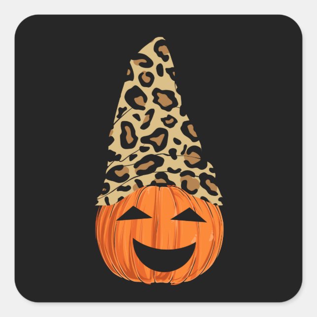 Pumpkin Wearing A Leopard Hat Square Sticker (Front)