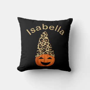 Pumpkin Wearing A Leopard Hat Throw Pillow