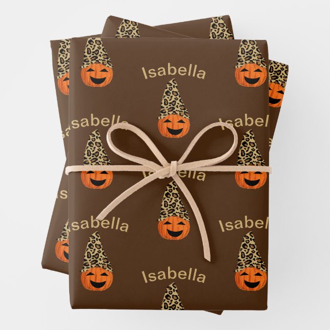 Pumpkin Wearing A Leopard Hat Wrapping Paper Sheet (In situ)
