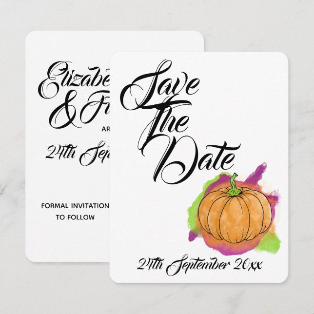 Pumpkin Wedding Save The Date Invitation (Front/Back)