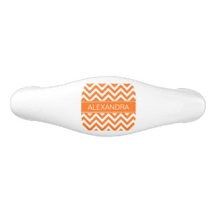 Pumpkin White Chevron, Pumpkin Name Monogram Ceramic Drawer Pull