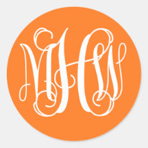 Pumpkin White Preppy Vine Script Monogram DIY BG