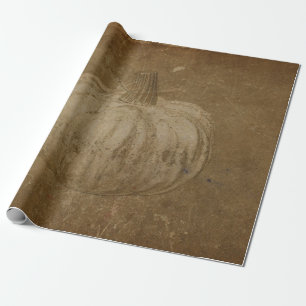 Pumpkin White Sepia Autumn Vintage Grunge Texture Wrapping Paper