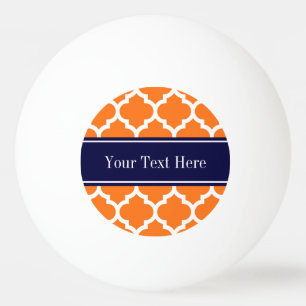 Pumpkin Wht Moroccan #5 Navy Blue Name Monogram Ping Pong Ball