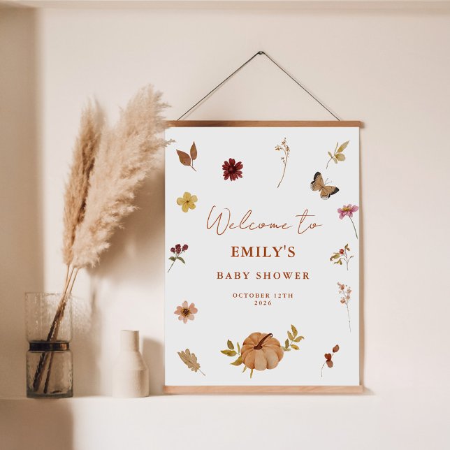 Pumpkin Wildflower Boho Baby Shower Welcome Sign (Creator Uploaded)