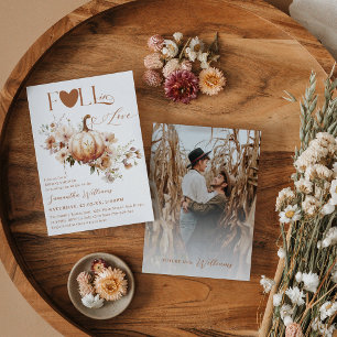 Pumpkin WildFlower Boho Chic Fall Bridal Shower Invitation
