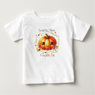 Pumpkin Wildflower Fall Watercolor Birthday Baby T-Shirt