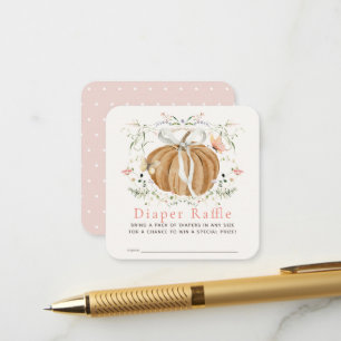 Pumpkin Wildflowers Pink Diaper Raffle Ticket Enclosure Card