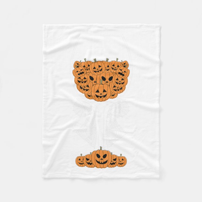Pumpkin Wine Gl Spider Web Costume Easy Halloween  Fleece Blanket (Front)