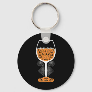 Pumpkin Wine Gl Spider Web Costume Easy Halloween  Keychain