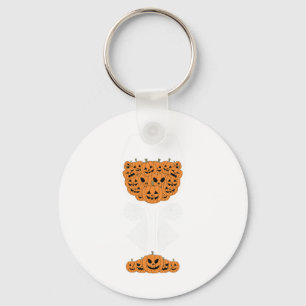Pumpkin Wine Gl Spider Web Costume Easy Halloween Keychain
