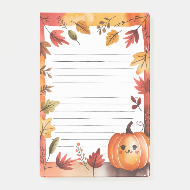 Pumpkin Wink & Leafy Frame Post-it Notes (Front)