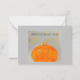 Pumpkin Wishes Grey Flat Note Card