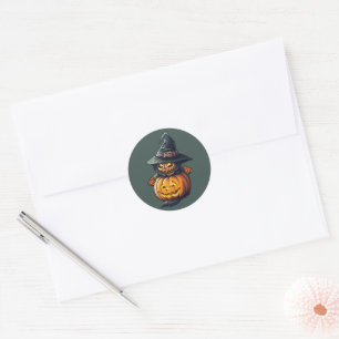 pumpkin witch classic round sticker