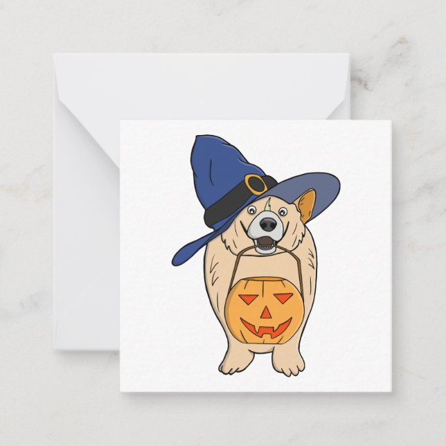 Pumpkin Witch Dog Card (Front)