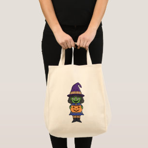 Pumpkin Witch Halloween Tote Bag