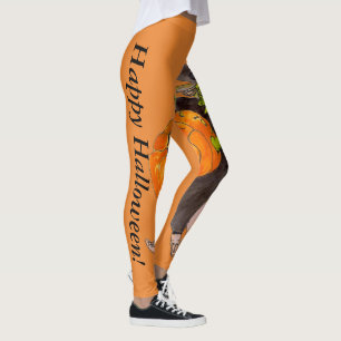 Pumpkin Witch Warlock Halloween Dance Fancy Scary Leggings