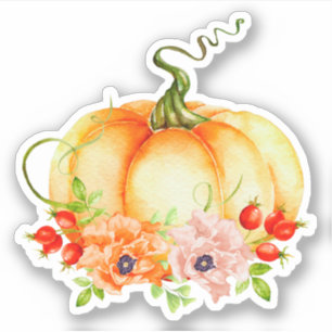 Pumpkin with Flowers Sticker