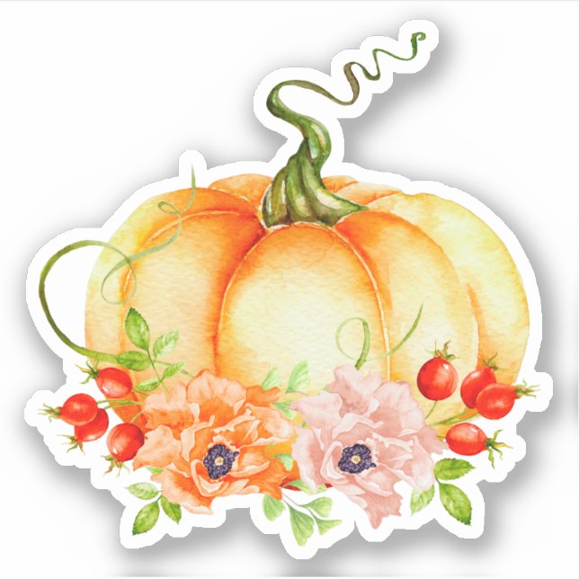 Pumpkin with Flowers  Sticker (Front)