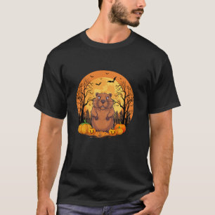 Pumpkin With Funny Halloween Costume Beaver Lover T-Shirt