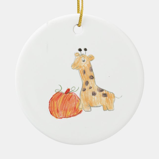 Pumpkin with Giraffe Ornament (Front)