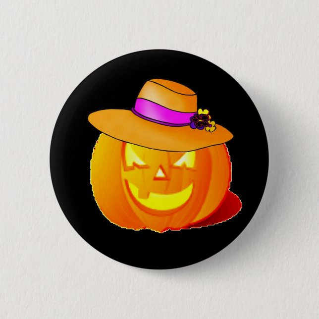 Pumpkin with Hat Button (Front)
