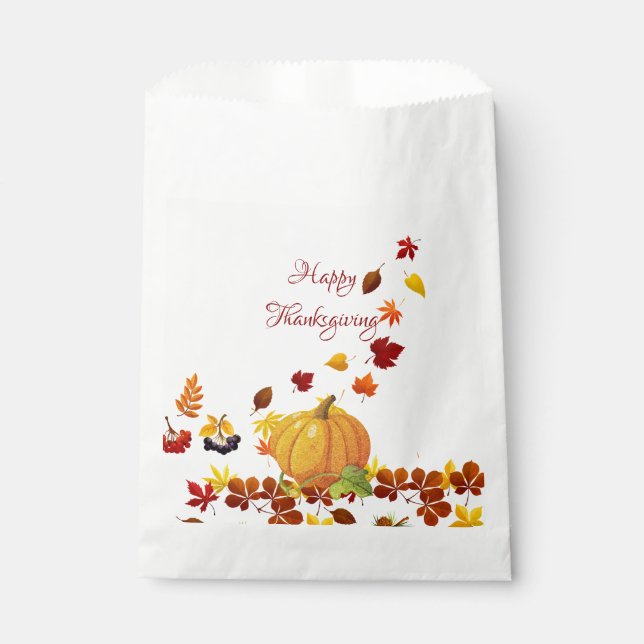 Pumpkin With Leaves Favour Bag (Front)