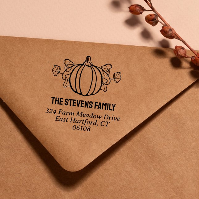 Pumpkin with Leaves Name & Address Self-inking Stamp (Creator Uploaded)