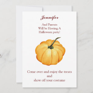 Pumpkin with name date and place invitation