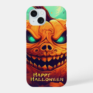 Pumpkin with Scary Face Among Candles, Halloween iPhone 15 Case