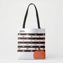 Pumpkin with White & Black Stripes - Personalized