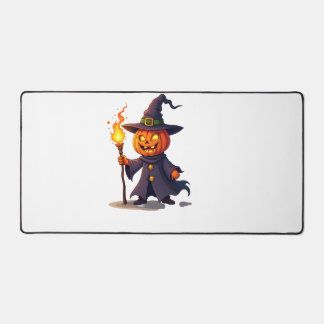 Pumpkin Wizard � Magical Halloween Sorcerer Tee Desk Mat