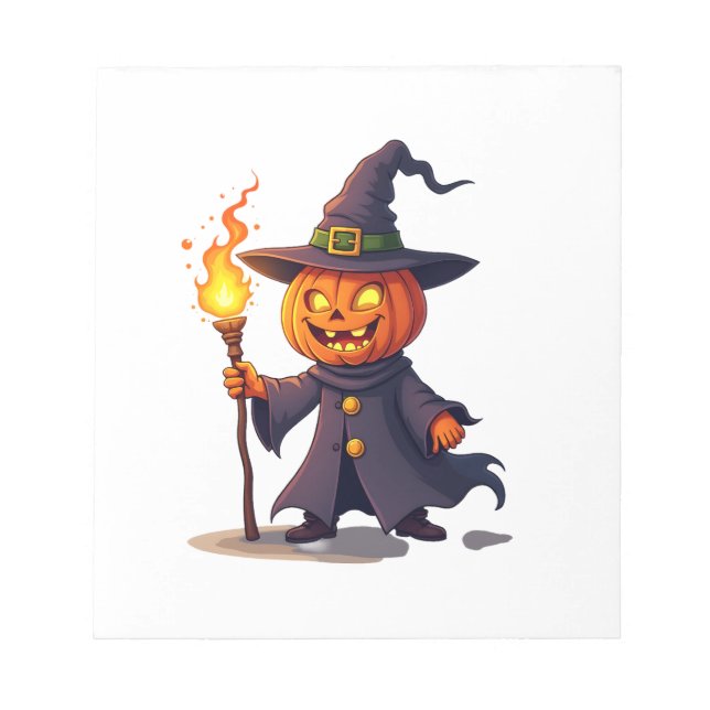 Pumpkin Wizard � Magical Halloween Sorcerer Tee Notepad (Front)