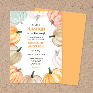 Pumpkin wreath neutral gender fall baby shower invitation