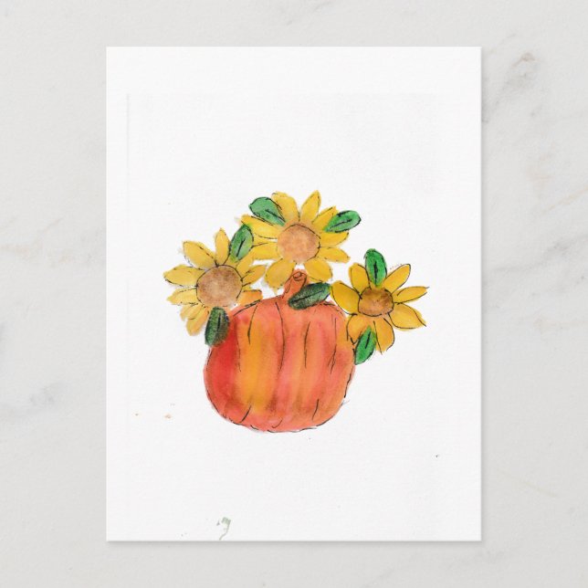 Pumpkin Yellow Sunflowers  Postcard (Front)