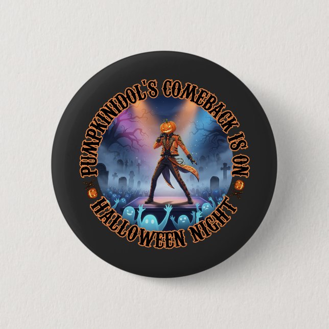 Pumpkinidol Halloween Concert Ghost Fans Spooky  2 Inch Round Button (Front)