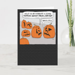 Pumpkins Against Drunk Carving Halloween Card