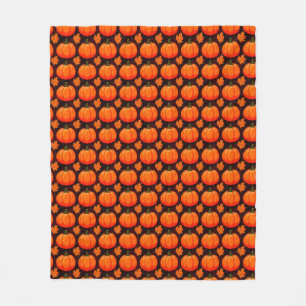 Pumpkins and Autumn Leaves Fleece Blanket