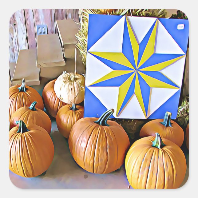 Pumpkins and Autumn Quilt Halloween Stickers (Front)