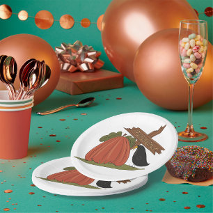 Pumpkins And Blackbird Paper Plate