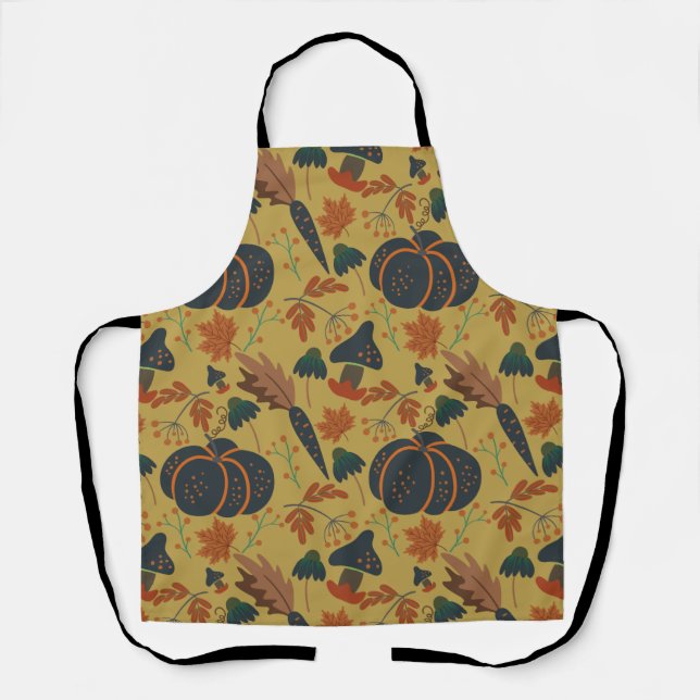 Pumpkins and carrots seamless pattern apron (Front)