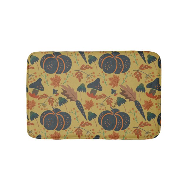 Pumpkins and carrots seamless pattern bath mat (Front)