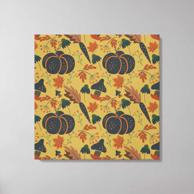 Pumpkins and carrots seamless pattern canvas print (Front)