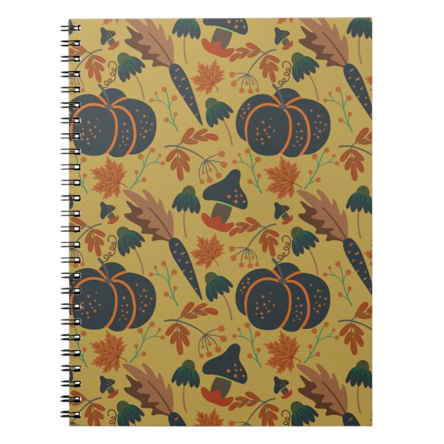 Pumpkins and carrots seamless pattern notebook (Front)