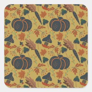 Pumpkins and carrots seamless pattern square sticker