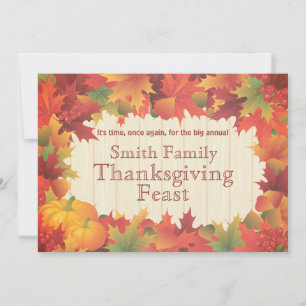 Pumpkins and Fall / Autumn Colours Thanksgiving Invitation