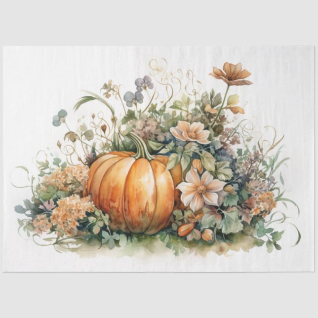 Pumpkins and Florals 3 Decoupage Paper (Front)