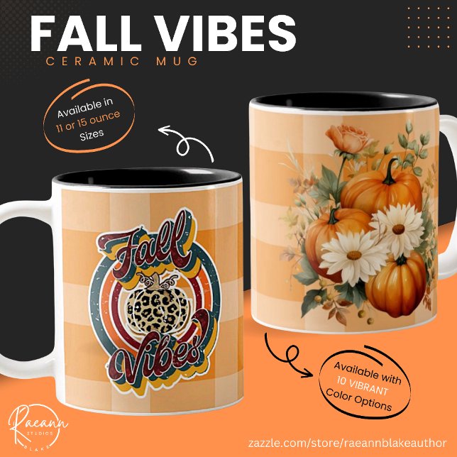 Pumpkins and Flower Fall Vibes Ceramic Mug (Creator Uploaded)