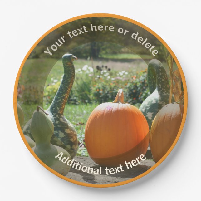 Pumpkins And Gourds Personalized Party   Paper Plate (Front)